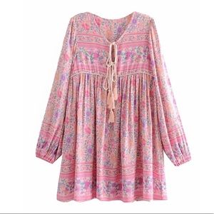 Bohemian floral dress.